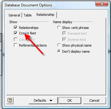 Document options dialog
